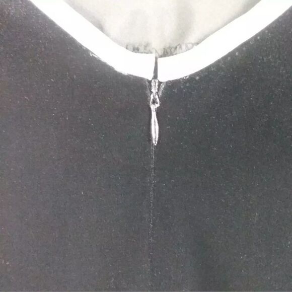 JOSEPH RIBKOFF VELVET BLACK DRESS WITH SILVER TRIM - Picture 5 of 5